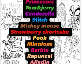 Malbuch, Malbuch von Disney-Figuren, Malbuch für Erwachsene, Malbuch für Kinder, Malbuch für Erwachsene, Malbuch für Jungen, Malbuch für Mädchen