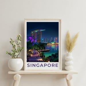 Singapore Travel Art Poster Print Wall Decor Gift for Singapore Vintage Style Travel Poster Art Scenic Poster Print Art Gift for Tourist