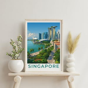Singapore Travel Art Poster Print Wall Decor Gift for Singapore Vintage Style Travel Poster Art Scenic Poster Print Art Gift for Tourist