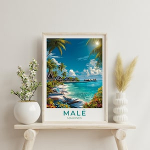 Male Maldives Travel Print Wall Decor Maldives Home Living Decor Art Illustration Maldives Travel Poster Landscape Maldives Prints for Home