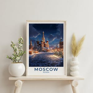 Moscow Travel Art Russia Poster Print Wall Decor Gift for Moscow Vintage Style Travel Poster Russia Art Scenic Poster Print Gift for Tourist