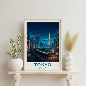 Tokyo Travel Poster: Retro Japan Illustration, Shibuya Nightlife
