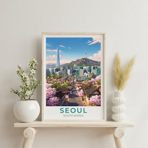 Seoul Travel Print Wall Decor South Korea Home Living Decor RoK Art Illustration Seoul Travel Poster Landscape South Korean Prints for Home