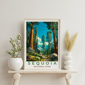 Sequoia Travel Art California Poster Print Wall Decor Gift for Sequoia Vintage Style Travel Poster Art Scenic Poster Print Gift for Tourist