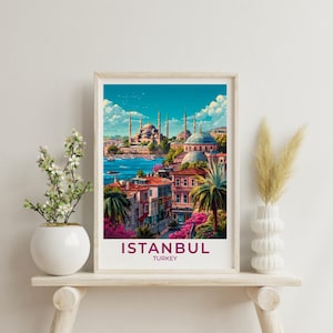 Istanbul Travel Poster: Retro Hagia Sophia Art Print