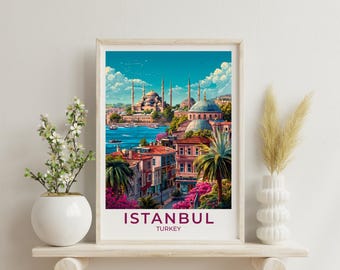 Istanbul Travel Art Turkey Poster Print Wall Decor Gift Istanbul Vintage Style Travel Poster Istanbul Scenic Poster Print Gift for Tourist