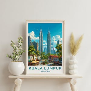Kuala Lumpur Travel Print Wall Decor Malaysia Home Living Decor Kuala Lumpur Illustration Travel Poster Malaysia Landscape Prints for Home