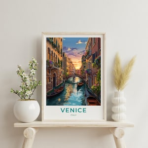 Venice Travel Art Italy Poster Print Wall Decor Gift for Venice Vintage Style Travel Poster Italy Art Scenic Poster Print Gift for Tourist