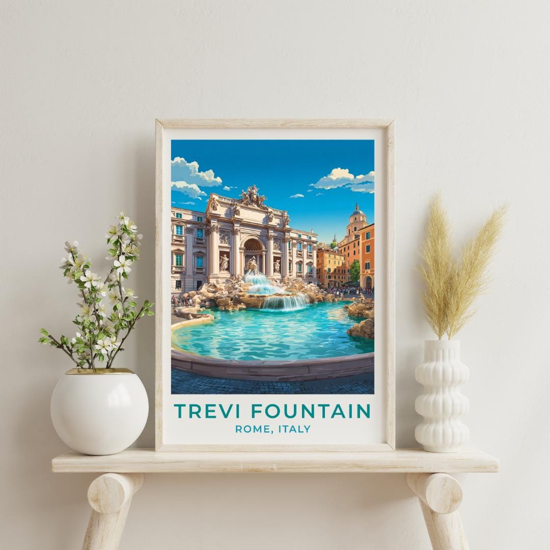 Autocollant Vinyle Découpé Fontaine De Trevi, Italie - Design Symbolique Pour Décoration