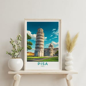 Pisa Travel Print Wall Decor Pisa Italy Home Living Decor Pisa Illustration Leaning Tower of Pisa Travel Poster Landscape Prints for Home