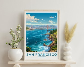 San Francisco Travel Art California Poster Print Wall Decor Gift San Francisco Vintage Style Travel Poster Art Scenic Poster Gift Tourist