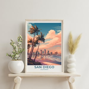 San Diego Travel Print San Diego Wall Decor La Jolla Poster Home Living Decor California Illustration Travel Poster Landscape Print for Home