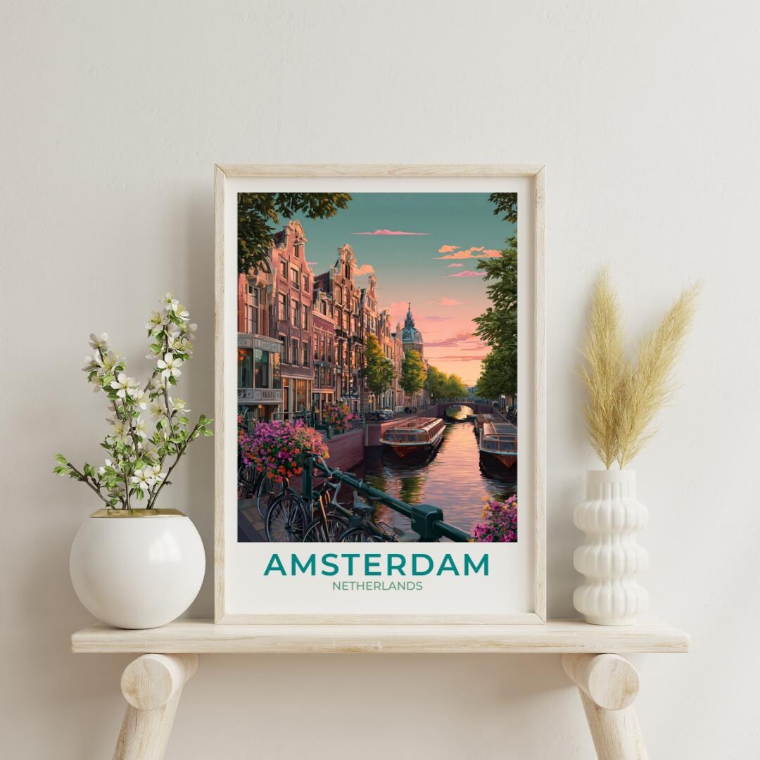 Amsterdam Travel Art Netherlands Poster Print Wall Decor Gift Amsterdam ...