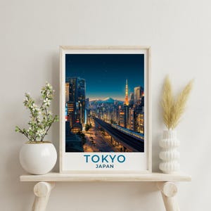 Tokyo Travel Poster: Retro Japan Illustration, Shibuya Nightlife