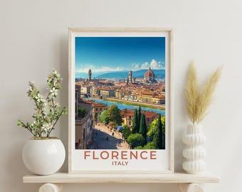 Lámina artística de Florencia, Italia / Póster de viaje vintage
