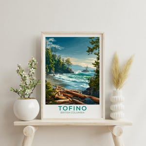 Tofino BC Travel Print Wall Decor Canada Home Living Decor BC Art Illustration Vancouver Travel Poster Landscape Canadian Prints for Home