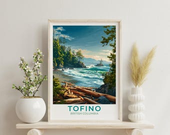 Tofino BC Travel Print Wall Decor Canada Home Living Decor BC Art Illustration Vancouver Travel Poster Landscape Canadian Prints for Home