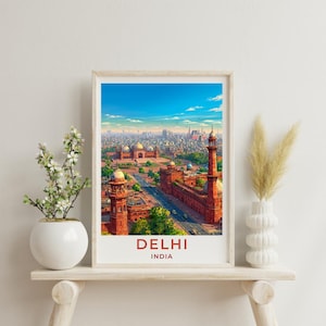 Delhi Travel Art India Poster Print Wall Decor Gift for Delhi Vintage Style Travel Poster India Art Scenic Poster Print Art Gift for Tourist