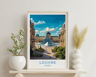 Louvre Paris Travel Art France Poster Print Wall Decor Gift Art Vintage Style Travel Poster France Art Scenic Poster Print Gift for Tourist