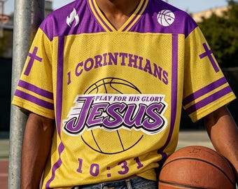 Basketball Fan Merch Jersey Play For His Glory Jersey Christian Streetwear Jersey Unisex Team Jesus Church Summer Outfit Game Day Jersey