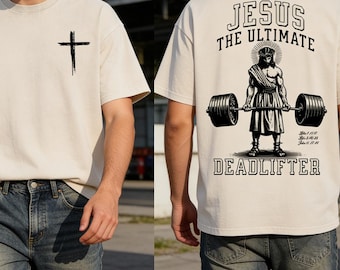 Jesus der ultimative Kreuzheber gewaschenes T-Shirt, christliches Gym Grafik-T-Shirt, religiöses Kleid