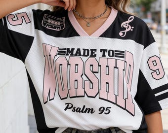 Made to Worship Kassettenband Jersey Christian Psalm 150: 6 Anbetungsführer Jersey Jesus Streetwear Trendy Jersey Geschenk Spieltag Religiöses Geschenk