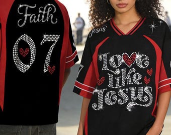 Christliche Liebe wie Jesus Jersey: Faux Strass Glaube Bekleidung