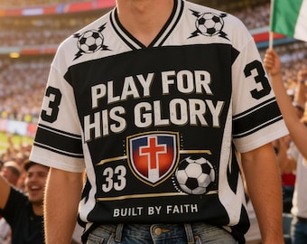 Christliches Fußballtrikot: Play His Glory, Jesus Captain, 2026 World Cup Game Day Tee