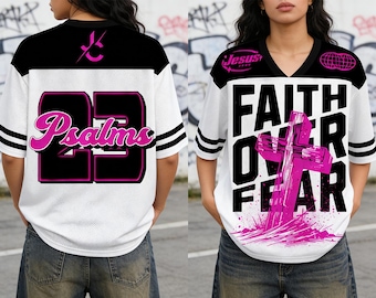 Glaube über Angst Kreuz Jersey Christian Mesh Jersey Jesus Trendy Jersey Streetwear Jersey Geschenk WM Spieltag Kader Religiöses Geschenk