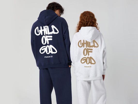 Child Of God Christian Premium Fleece Hoodie Set Jesus Christian Hoodie & Pants Set Bible Verse Psalm 23 Apparel Religious Gift