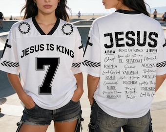 Jesus ist König Jersey Christian Mesh Jersey Jesus Trendy Jersey Streetwear Jersey Geschenk für christliches WM-Kader Jugend religiöses Geschenk