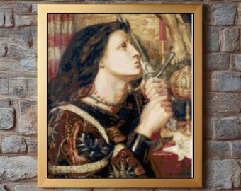 Renaissance Joan of Arc Handmade Fine Art PDF Counted Cross-Stitch Pattern Needlepoint Chart