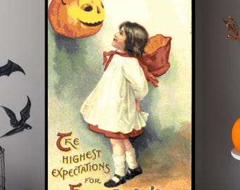 Vintage Highest Expectations for Halloween PDF Counted Cross-Stitch Pattern Chart Needlepoint