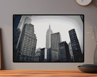 Black and White New York City Skyline NYC PDF Counted Cross-Stitch Pattern Chart
