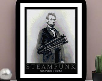 Steampunk Abraham Lincoln America PDF Counted Cross-Stitch Pattern Needlepoint Chart