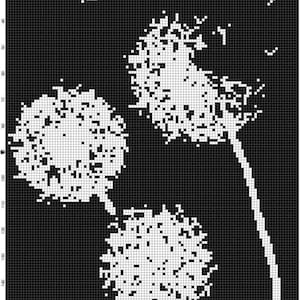 Dandelion Silhouette PDF Counted Cross-Stitch Pattern Needlepoint Chart