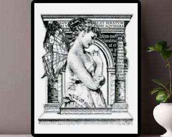 Butterfly Girl Silhouette Handmade PDF Counted Cross-Stitch Pattern Chart