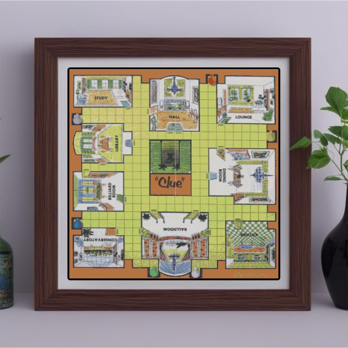 Retro Vintage Clue Board PDF Counted Cross-Stitch Pattern Needlepoint Chart