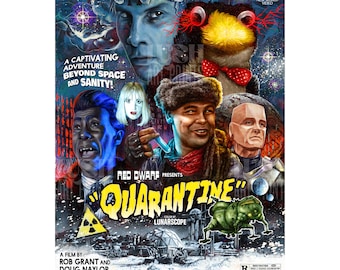 Red Dwarf 'Quarantine' Signed Limited Edition A3 vintage poster. Retro wall art. Original Movie Poster. Rimmer, Lister, Kryten, Kat, Sci-fi