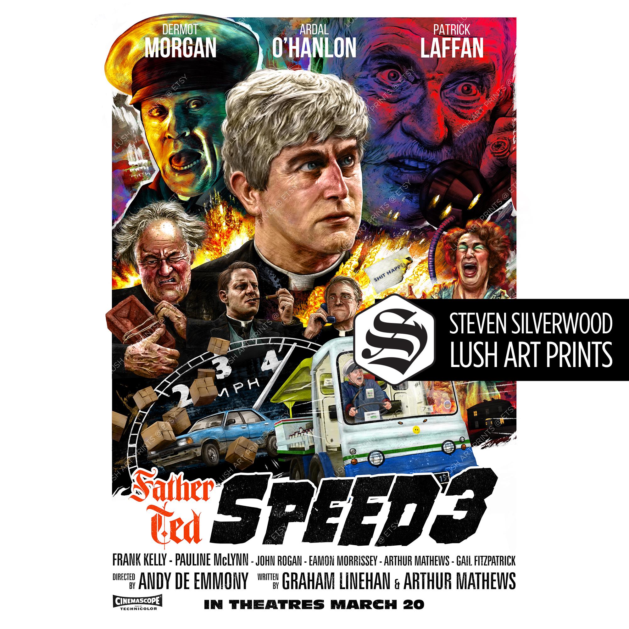 ファーザー・テッド「スピード3」サイン入り映画ポスターアート