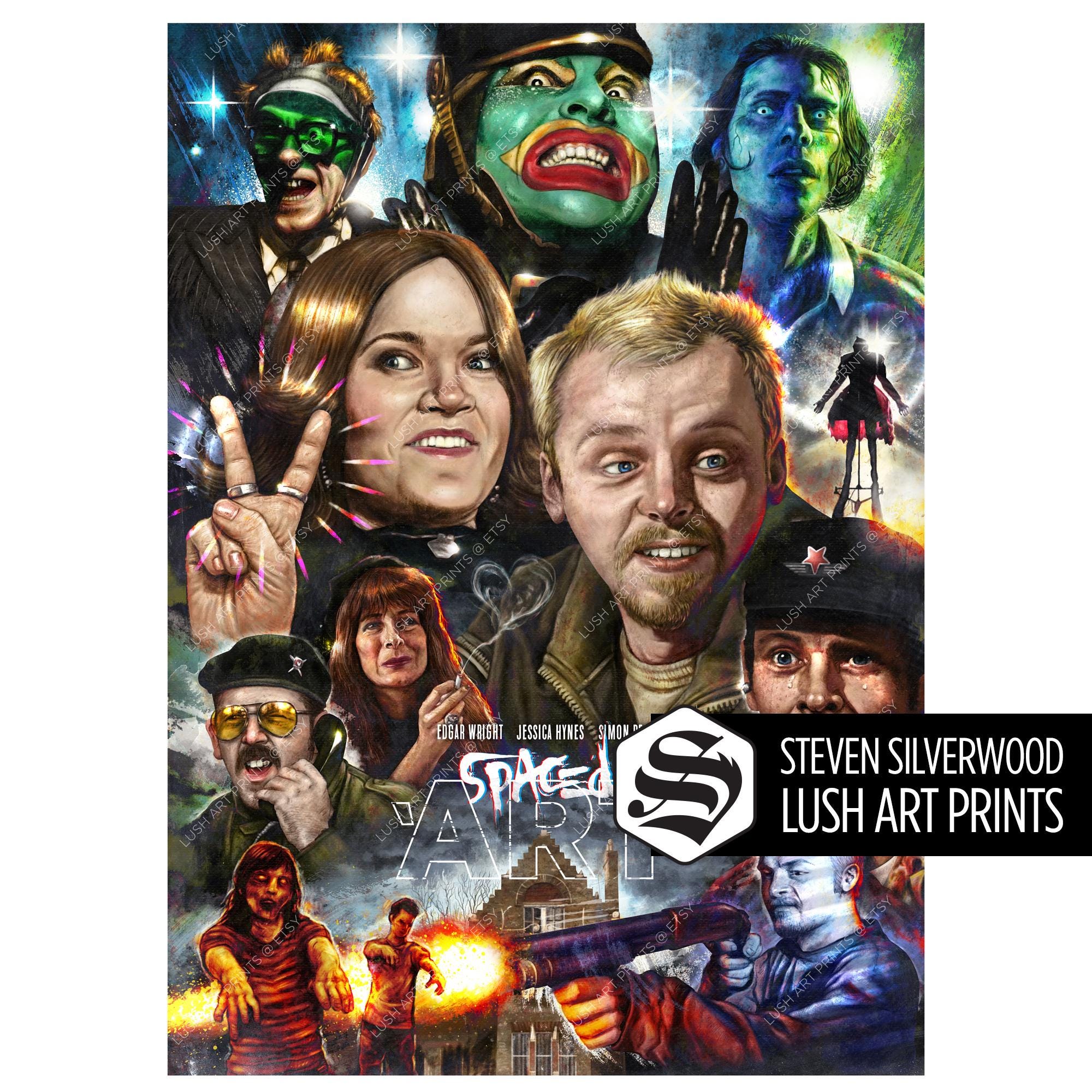 Spaced -アート。A3限定版サイン入り映画ポスターアートプリント