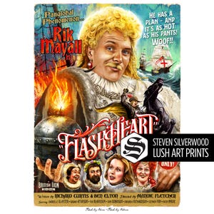 Póster vintage de Flashheart 2, edición limitada, firmado por Rik Mayall. Arte mural retro. Póster clásico de cine. Blackadder.