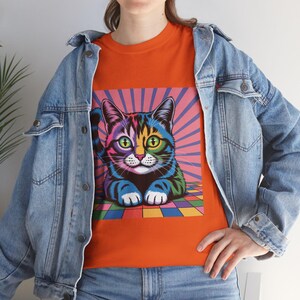 Colorful Cat Graphic Tee: Fun Animal Art Shirt, Pet Lover Gift
