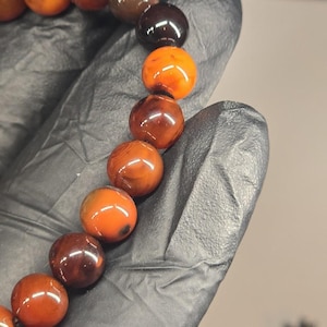 Red Agate Bracelet | 8mm Beads | 7-Inch Stretch | 17g
