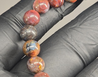 Pulsera de cuentas de pietersita: Pulsera elástica con piedra preciosa de 7 mm