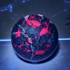 Ruby Zoisite Crystal Sphere | UV Reactive