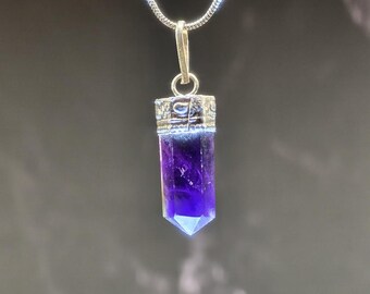 Amethyst Pendant, S925 Plated Sterling Silver Necklace, Brazilian Crystal