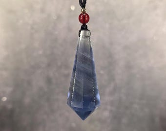Blue Fluorite Pendulum Necklace | Natural Fluorite Crystal Pendant