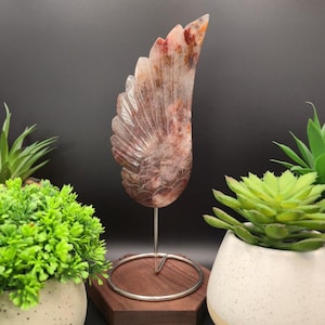 Fire Quartz Crystal Wing on Metal Stand: Statement Decor