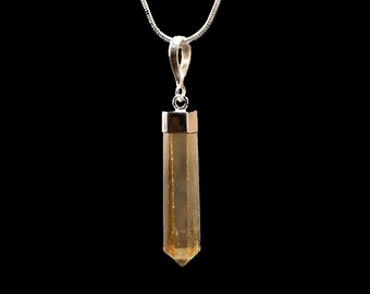 Pendentif en pointe de citrine, argent S925, citrine brésilienne avec collier de 50 cm